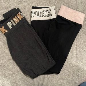 3 pairs of pink yoga leggings size small.